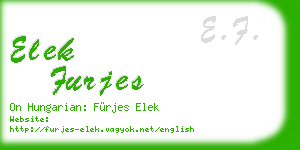 elek furjes business card