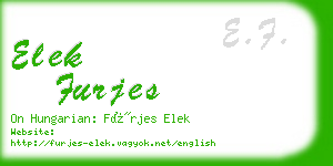 elek furjes business card